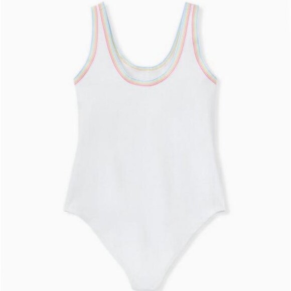 Torrid Size 3 White Bodysuit with Rainbow Trim - Picture 3 of 10